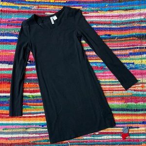 H&M x Divided™️ Black Stretchy Cotton-Poly Long-Sleeve Tee-Shirt Dress — SMALL